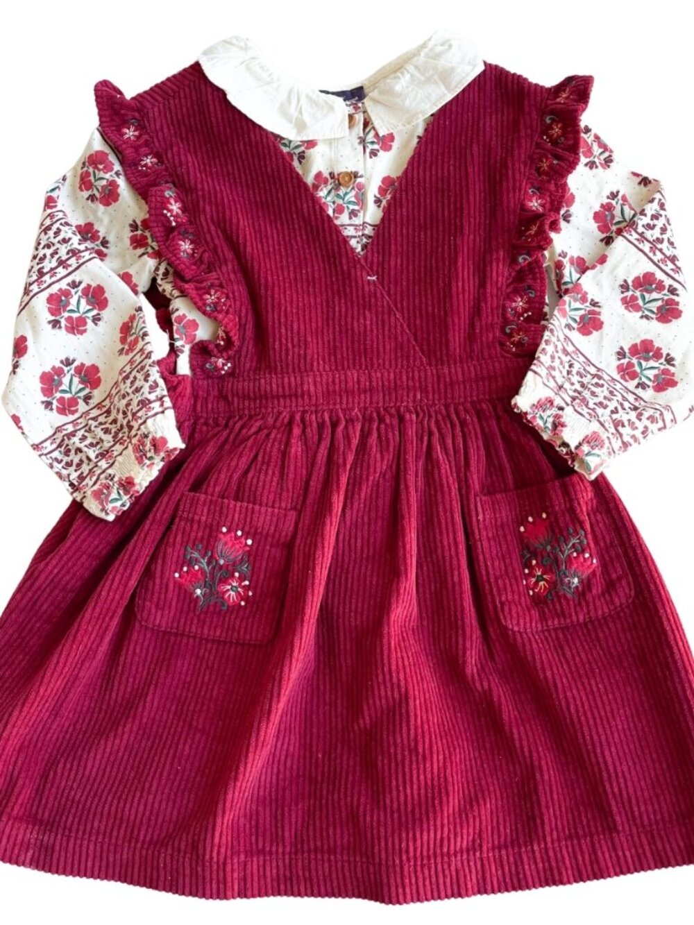 Entire Closet $5! SerGent Major Girl's Corduroy Jumper Dress w/ Peter Pan Collar - Picture 1 of 11